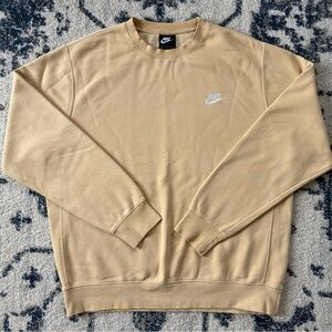 Nike Fleece Crew Neck Sweatshirt Light Khaki/Tan LARGE